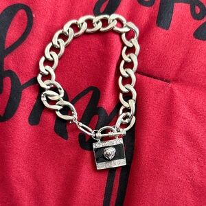 Ashley Stewart Silver Bracelet with Black charm & padlock look